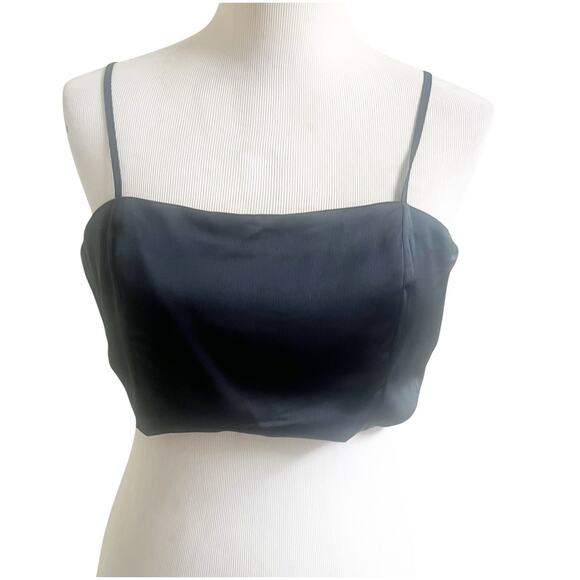 House of Harlow 1960 Satin Black Crop Top with Adjustable Straps Size Large - Picture 1 of 7